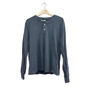 J.Crew Mens Black Henley Shirt Long Sleeve Medium Cotton